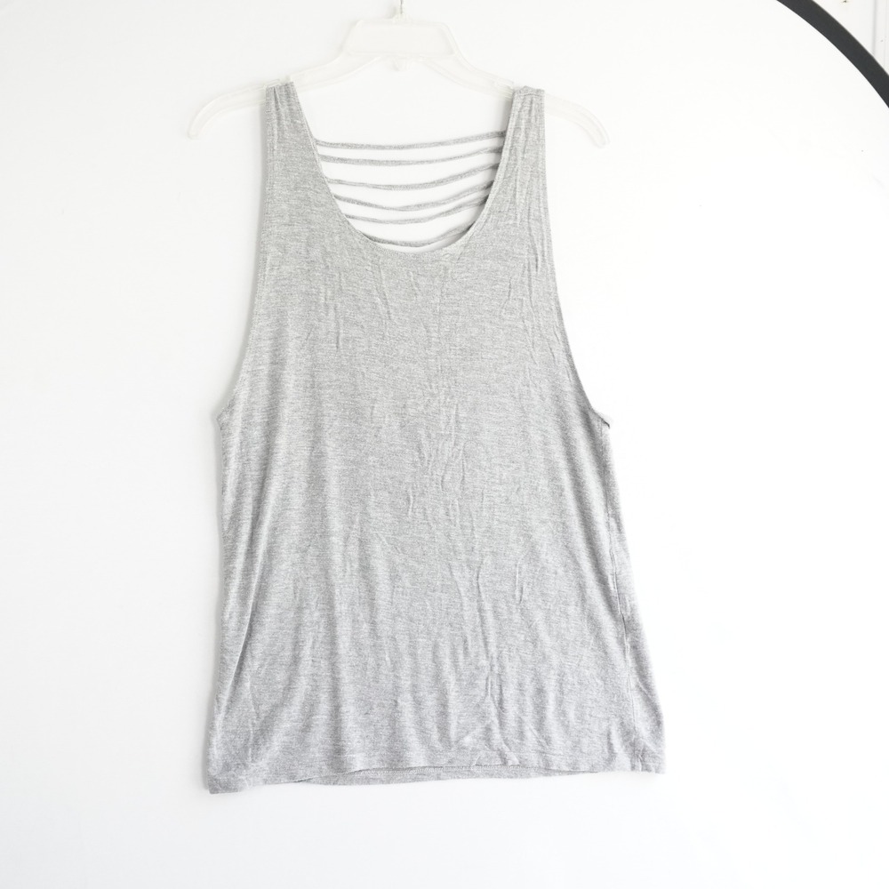 Forever 21 Womens Heather Grey Ladder‎ Back Cage Strappy Tank Top Size S